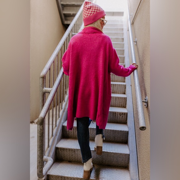 Impressions Hot Pink Cardigan FALL RETREAT CARDIGAN IN HOT PINK S/M - Picture 6 of 10